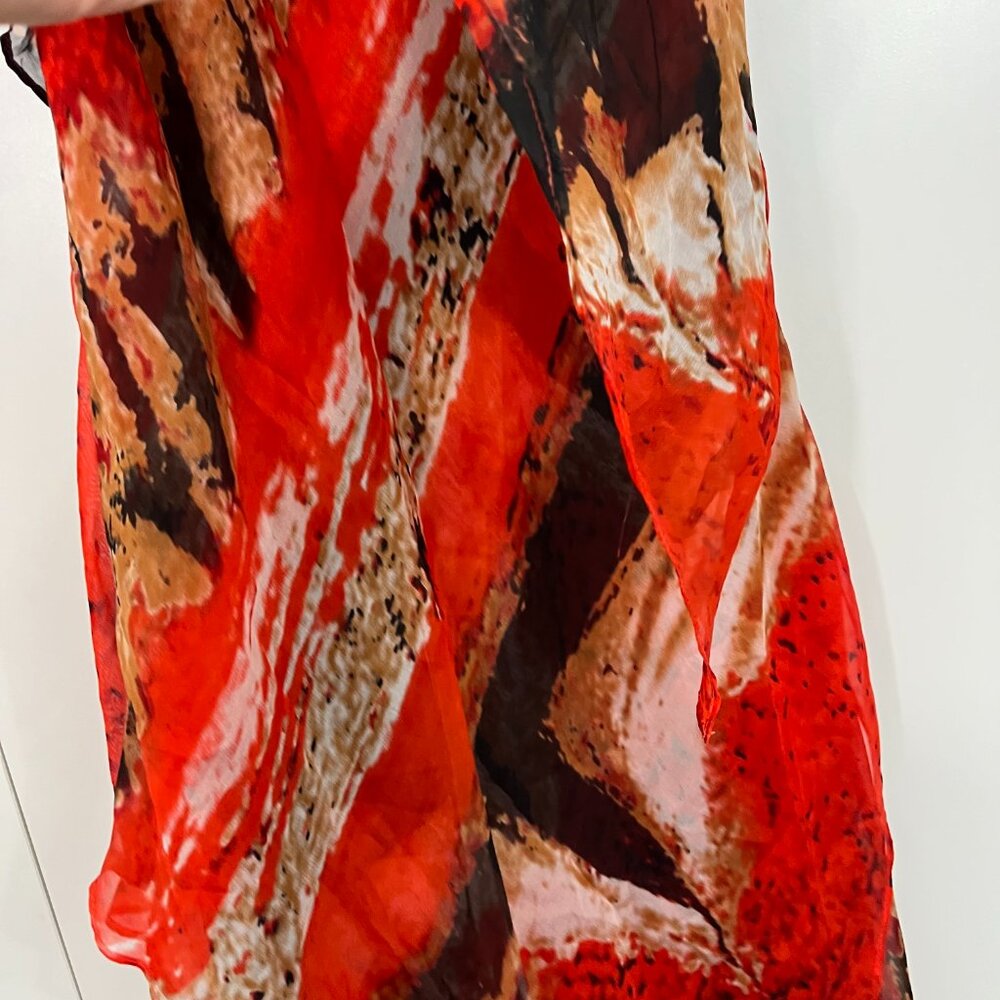 Robert Rodriguez Size 4 Orange, Black Silk Asymmetrical Hem Tiered Tank Dress - Picture 3 of 14